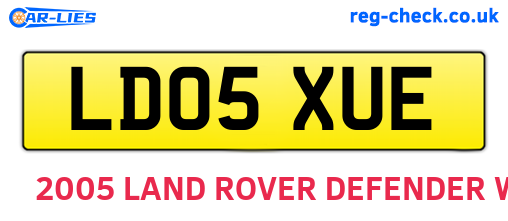 LD05XUE are the vehicle registration plates.