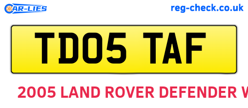 TD05TAF are the vehicle registration plates.