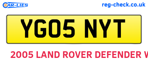 YG05NYT are the vehicle registration plates.
