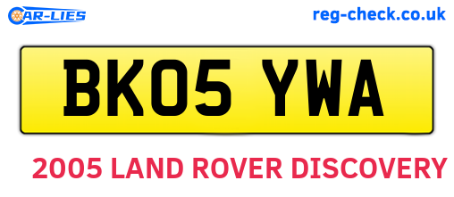 BK05YWA are the vehicle registration plates.