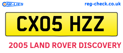 CX05HZZ are the vehicle registration plates.