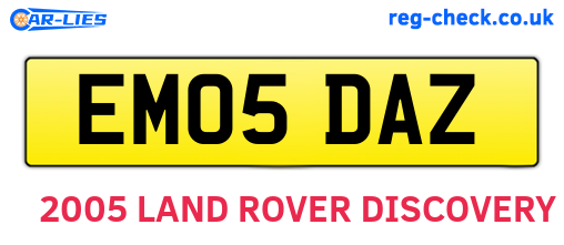 EM05DAZ are the vehicle registration plates.