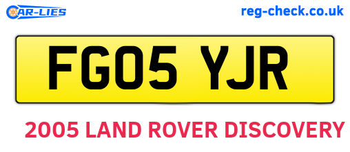FG05YJR are the vehicle registration plates.