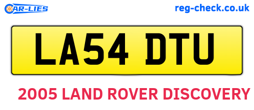 LA54DTU are the vehicle registration plates.