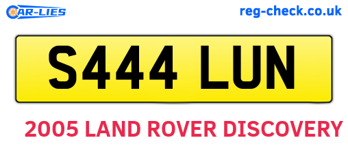 S444LUN are the vehicle registration plates.