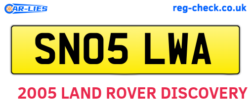 SN05LWA are the vehicle registration plates.