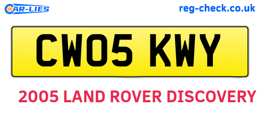 CW05KWY are the vehicle registration plates.