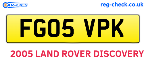FG05VPK are the vehicle registration plates.