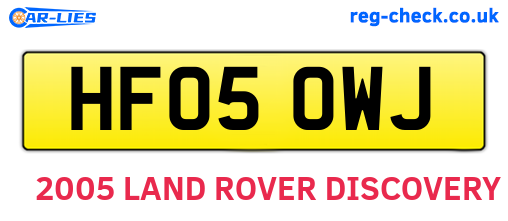 HF05OWJ are the vehicle registration plates.