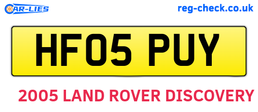 HF05PUY are the vehicle registration plates.