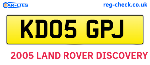 KD05GPJ are the vehicle registration plates.