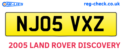 NJ05VXZ are the vehicle registration plates.