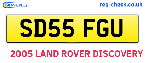 SD55FGU are the vehicle registration plates.