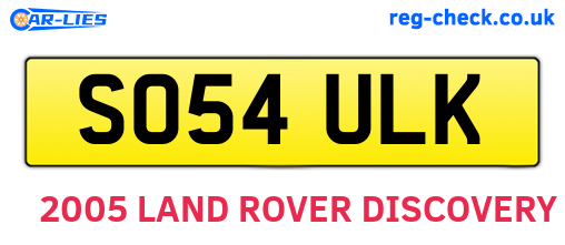 SO54ULK are the vehicle registration plates.