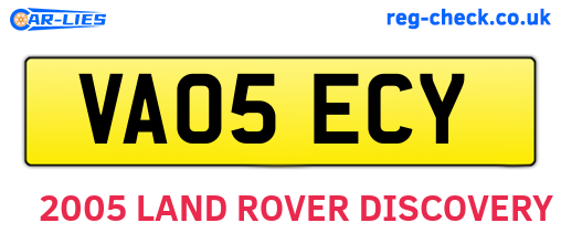 VA05ECY are the vehicle registration plates.