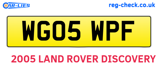 WG05WPF are the vehicle registration plates.