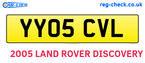 YY05CVL are the vehicle registration plates.