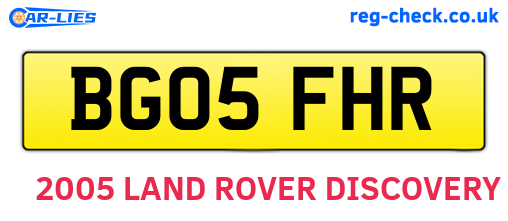 BG05FHR are the vehicle registration plates.