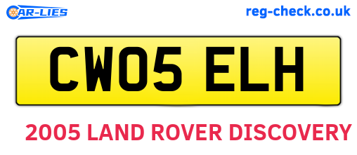 CW05ELH are the vehicle registration plates.