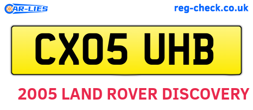 CX05UHB are the vehicle registration plates.