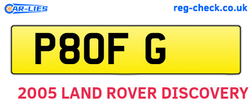 P8OFG are the vehicle registration plates.