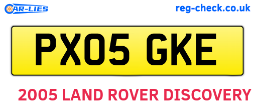 PX05GKE are the vehicle registration plates.