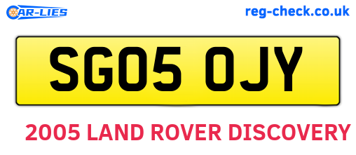 SG05OJY are the vehicle registration plates.