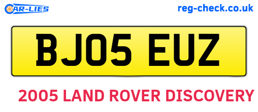 BJ05EUZ are the vehicle registration plates.