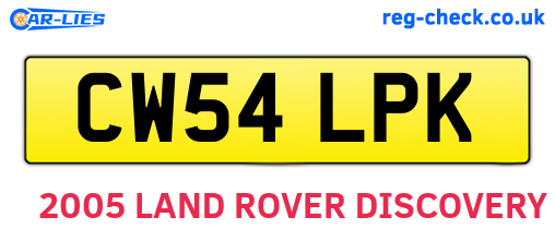 CW54LPK are the vehicle registration plates.