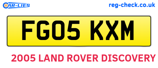FG05KXM are the vehicle registration plates.