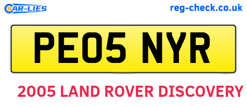 PE05NYR are the vehicle registration plates.