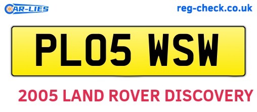 PL05WSW are the vehicle registration plates.