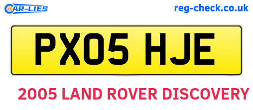 PX05HJE are the vehicle registration plates.