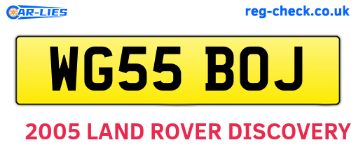 WG55BOJ are the vehicle registration plates.