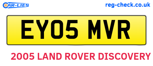 EY05MVR are the vehicle registration plates.