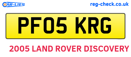 PF05KRG are the vehicle registration plates.