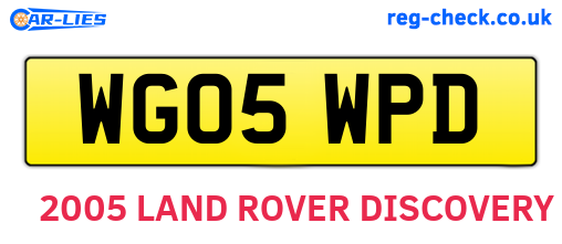 WG05WPD are the vehicle registration plates.