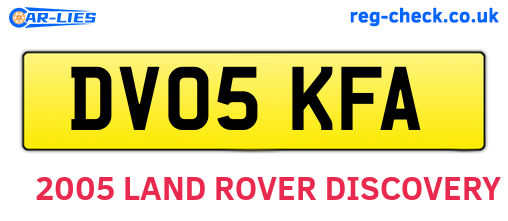 DV05KFA are the vehicle registration plates.