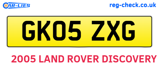 GK05ZXG are the vehicle registration plates.