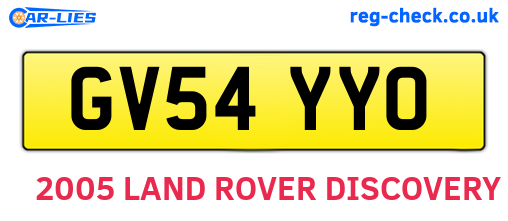 GV54YYO are the vehicle registration plates.