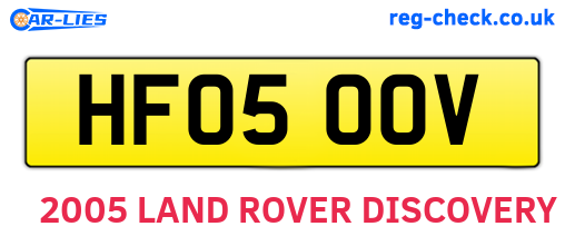HF05OOV are the vehicle registration plates.