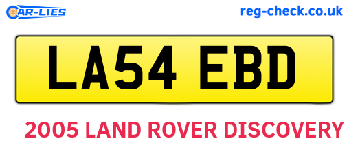 LA54EBD are the vehicle registration plates.
