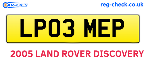 LP03MEP are the vehicle registration plates.