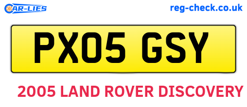 PX05GSY are the vehicle registration plates.