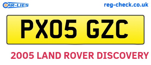 PX05GZC are the vehicle registration plates.