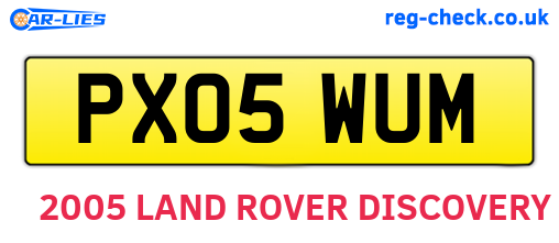 PX05WUM are the vehicle registration plates.