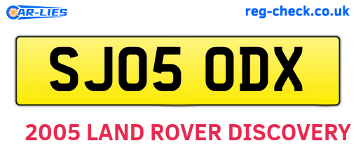 SJ05ODX are the vehicle registration plates.