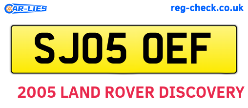 SJ05OEF are the vehicle registration plates.