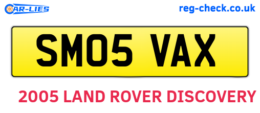 SM05VAX are the vehicle registration plates.