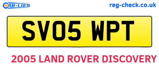 SV05WPT are the vehicle registration plates.